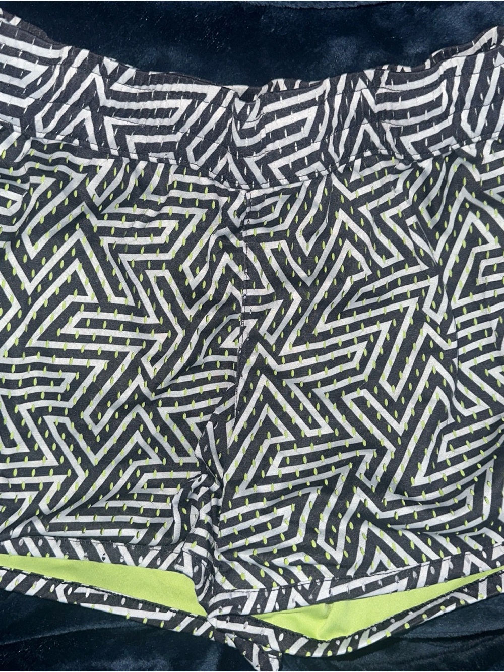Geo-Print Black & Lime Bike Shorts for Women